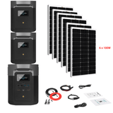 EcoFlow DELTA Max 1612Wh 2000W + Solar Panels Complete Solar Generator Kit - EF-Max1600+XT60+EB[2]+RS-M100[6]+RS-30102-T2 - Avanquil