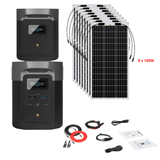 EcoFlow DELTA Max 1612Wh 2000W + Solar Panels Complete Solar Generator Kit - EF-Max1600+XT60+EB+RS-F100[8]+RS-30102-T2 - Avanquil