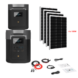 EcoFlow DELTA Max 1612Wh 2000W + Solar Panels Complete Solar Generator Kit - EF-Max1600+XT60+EB+RS-M100[4]+RS-30102-T2 - Avanquil
