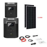 EcoFlow DELTA Max 1612Wh 2000W + Solar Panels Complete Solar Generator Kit - EF-Max1600+XT60+EB+RS-M200[2]+RS-30102 - Avanquil