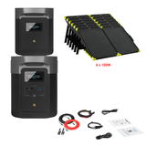 EcoFlow DELTA Max 1612Wh 2000W + Solar Panels Complete Solar Generator Kit - EF-Max1600+XT60+EB+RS-X100B[6]+RS-30102-T2 - Avanquil