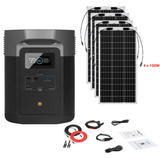 EcoFlow DELTA Max 1612Wh 2000W + Solar Panels Complete Solar Generator Kit - EF-Max1600+XT60+RS-F100[4]+RS-30102-T2 - Avanquil
