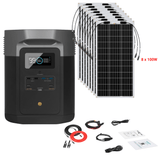 EcoFlow DELTA Max 1612Wh 2000W + Solar Panels Complete Solar Generator Kit - EF-Max1600+XT60+RS-F100[8]+RS-30102-T2 - Avanquil