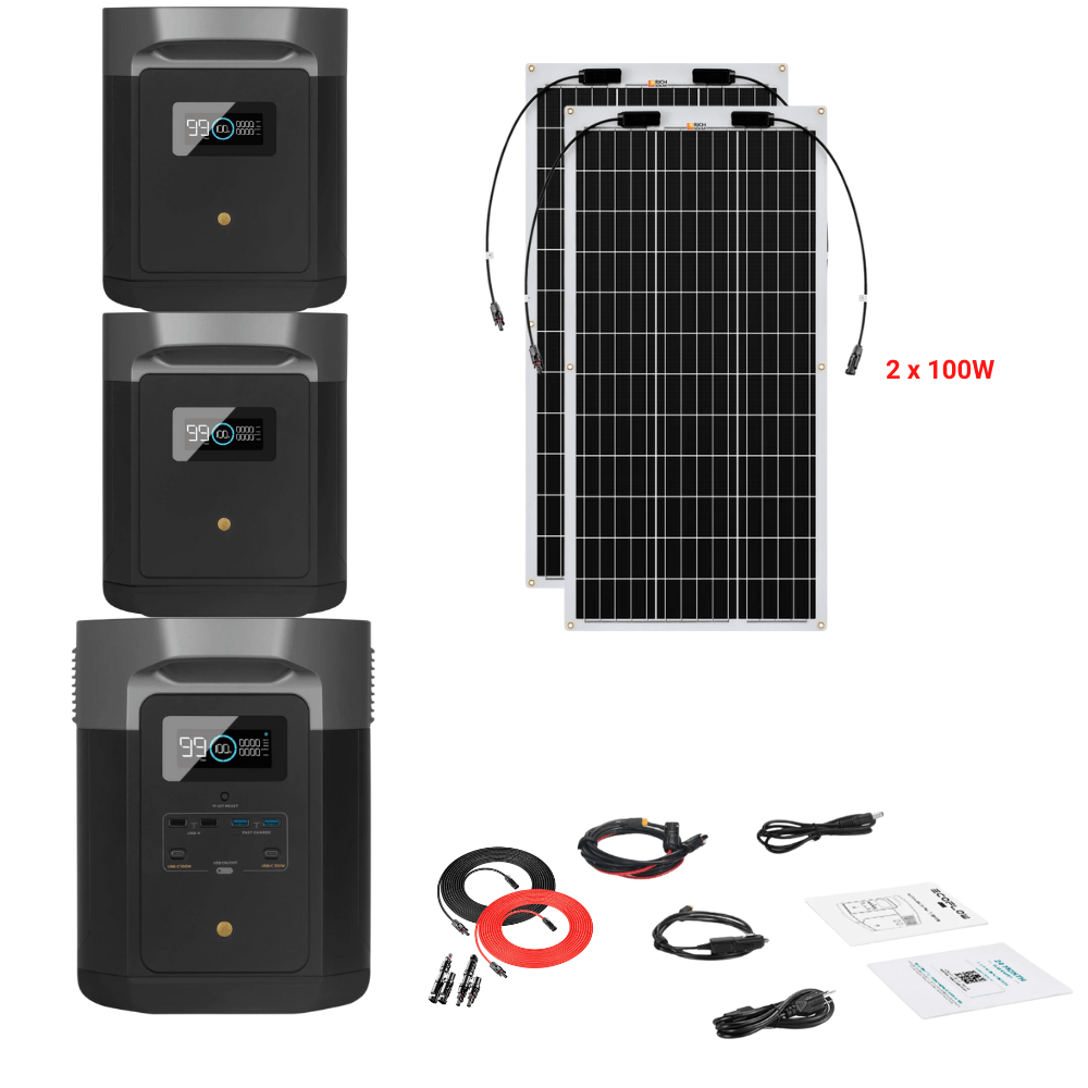 EcoFlow DELTA Max 2016Wh 2400W + Solar Panels Complete Solar Generator Kit - EF-Max2000-EB+XT60+EB+RS-F100[2]+RS-30102-T2 - Avanquil