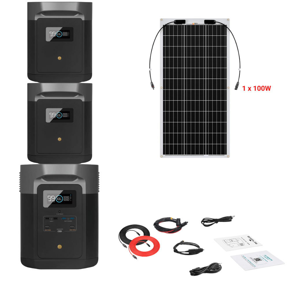 EcoFlow DELTA Max 2016Wh 2400W + Solar Panels Complete Solar Generator Kit - EF-Max2000-EB+XT60+EB+RS-F100+RS-30102 - Avanquil