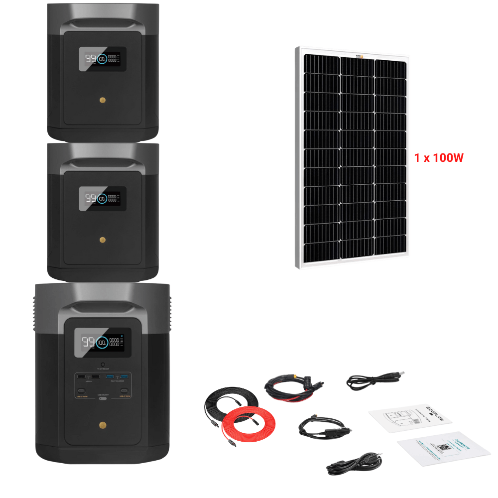 EcoFlow DELTA Max 2016Wh 2400W + Solar Panels Complete Solar Generator Kit - EF-Max2000-EB+XT60+EB+RS-M100+RS-30102 - Avanquil