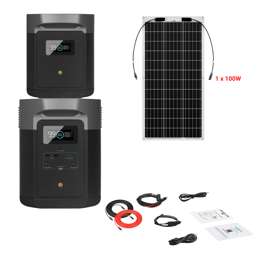 EcoFlow DELTA Max 2016Wh 2400W + Solar Panels Complete Solar Generator Kit - EF-Max2000-EB+XT60+RS-F100+RS-30102 - Avanquil