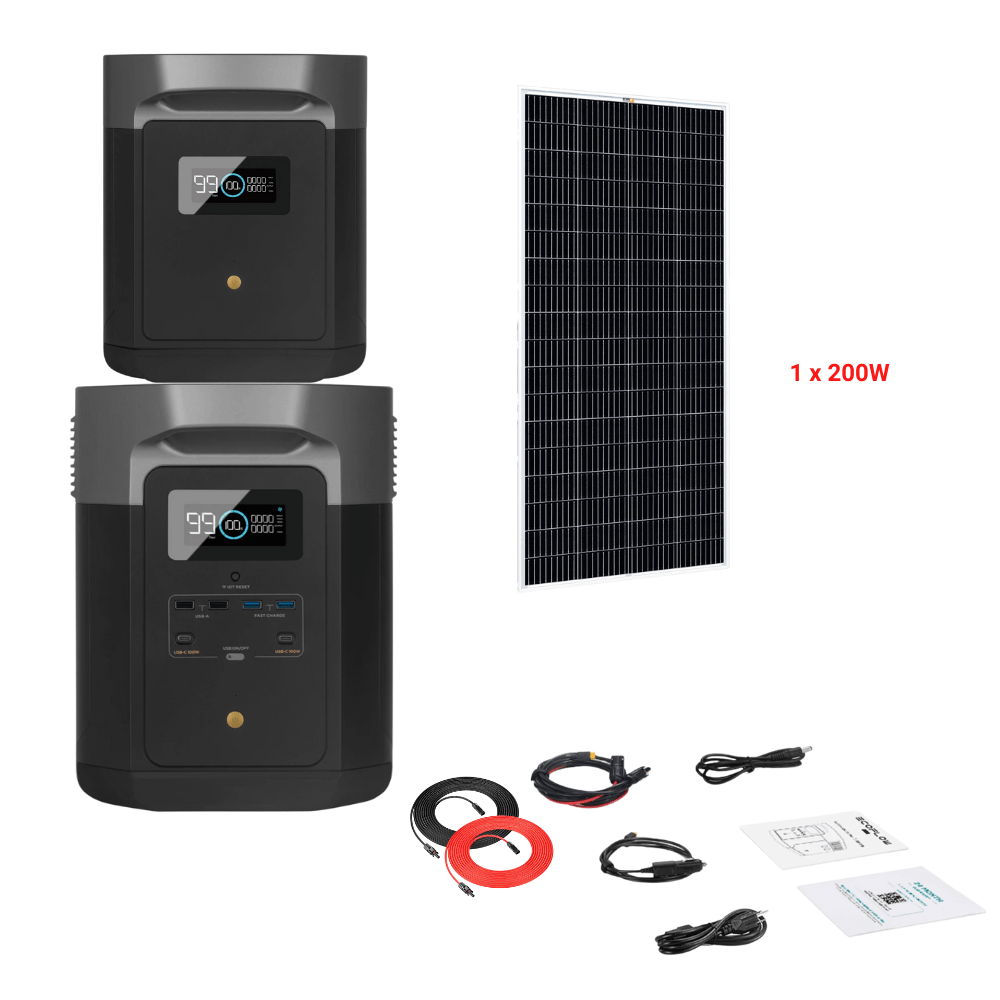 EcoFlow DELTA Max 2016Wh 2400W + Solar Panels Complete Solar Generator Kit - EF-Max2000-EB+XT60+RS-M200+RS-30102 - Avanquil