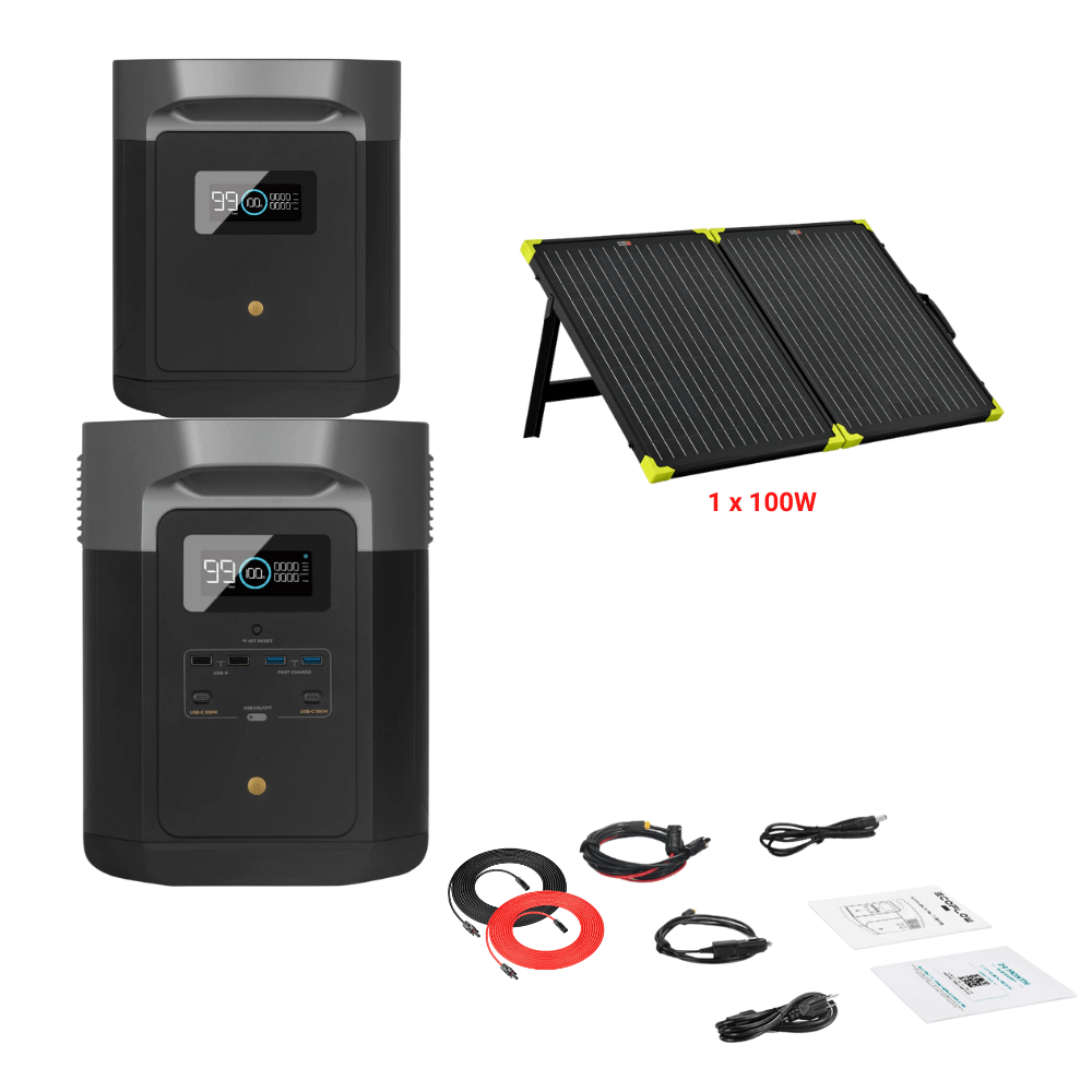 EcoFlow DELTA Max 2016Wh 2400W + Solar Panels Complete Solar Generator Kit - EF-Max2000-EB+XT60+RS-X100B+RS-30102 - Avanquil
