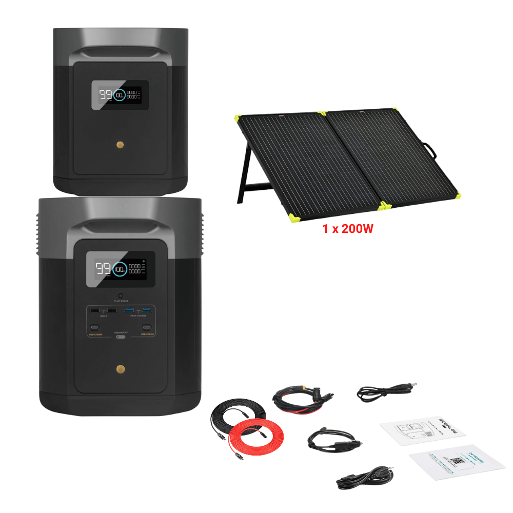 EcoFlow DELTA Max 2016Wh 2400W + Solar Panels Complete Solar Generator Kit - EF-Max2000-EB+XT60+RS-X200B+RS-30102 - Avanquil