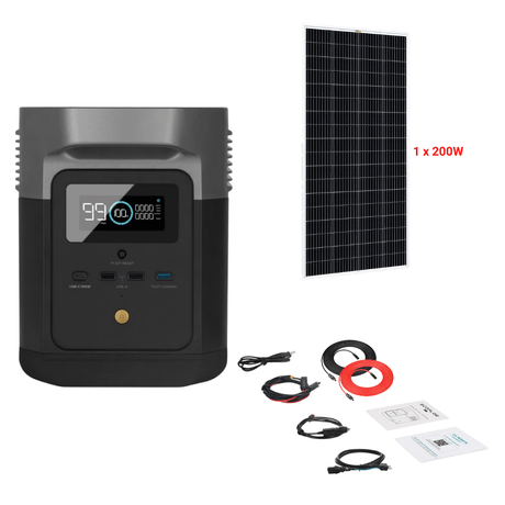 EcoFlow DELTA Mini 882Wh 1400W + Solar Panels Complete Solar Generator Kit - EF-DELTAMI880-B-US+XT60+RS-M200+RS-30102 - Avanquil