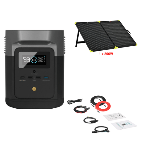EcoFlow DELTA Mini 882Wh 1400W + Solar Panels Complete Solar Generator Kit - EF-DELTAMI880-B-US+XT60+RS-X200B+RS-30102 - Avanquil
