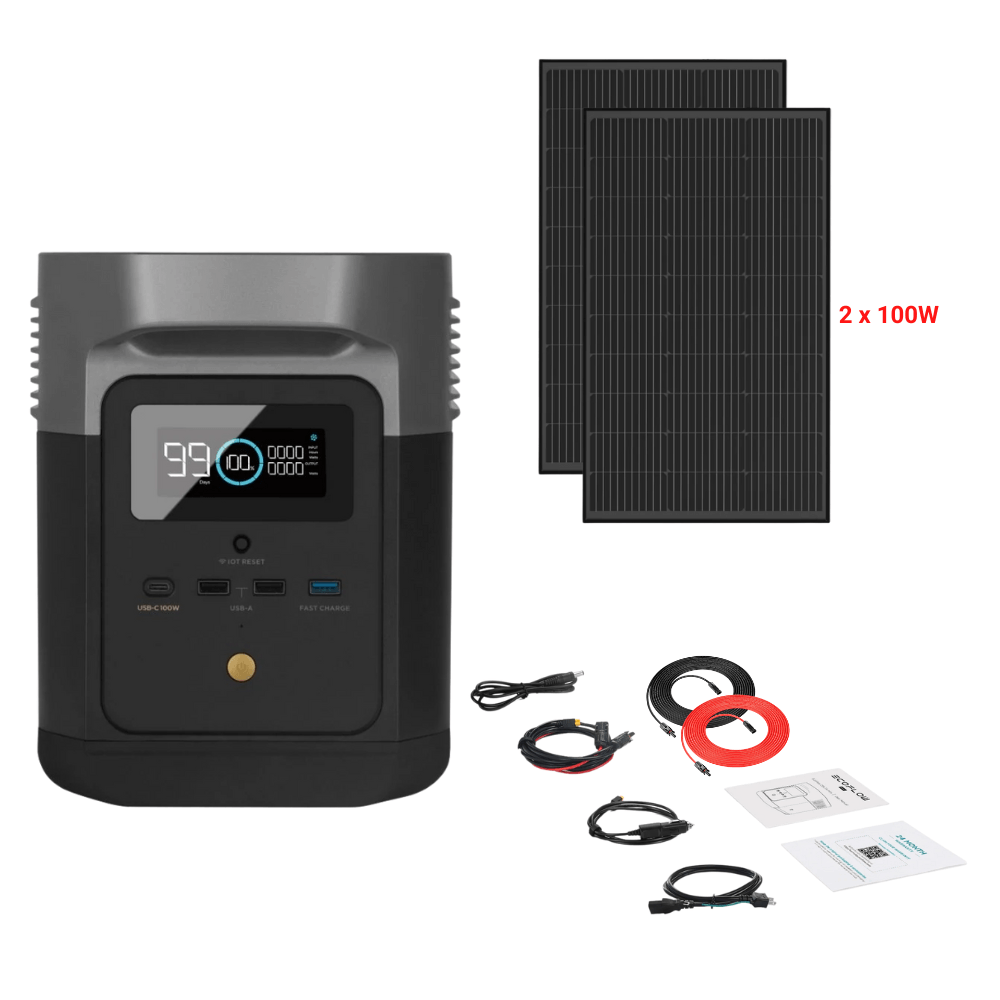 EcoFlow DELTA Mini 882Wh 1400W + Solar Panels Complete Solar Generator Kit - EF-DELTAMI880-B-US+XT60+ZMS331+RS-30102 - Avanquil