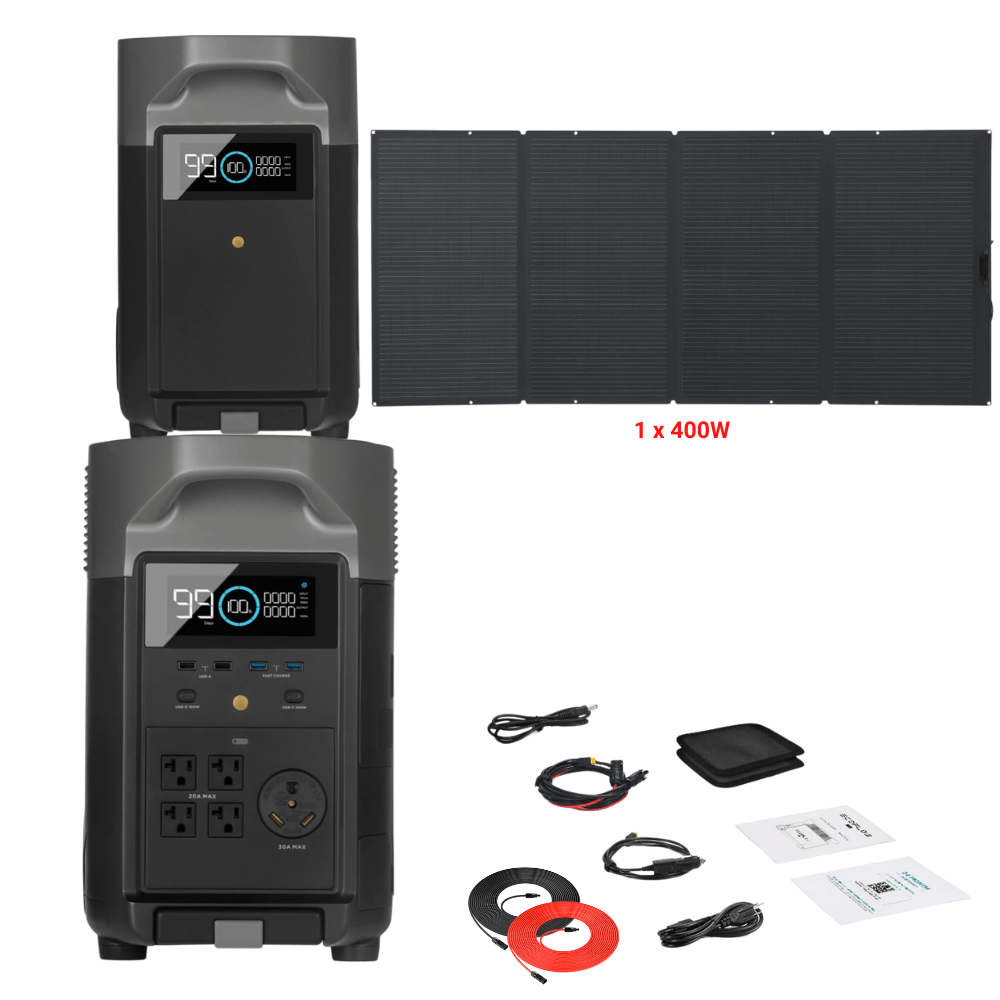 EcoFlow DELTA Pro + Solar Panels Complete Solar Generator Kit - EF-DELTAPro+EB+EF-400W+RS-50102 - Avanquil