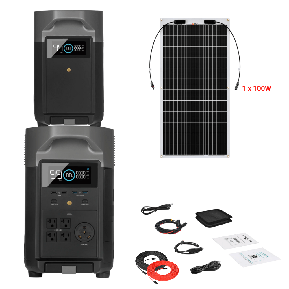 EcoFlow DELTA Pro + Solar Panels Complete Solar Generator Kit - EF-DELTAPro+XT60+EB+RS-F100+RS-50102 - Avanquil