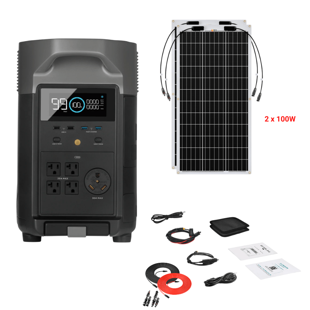 EcoFlow DELTA Pro + Solar Panels Complete Solar Generator Kit - EF-DELTAPro+XT60+RS-F100[2]+RS-50102-T2 - Avanquil