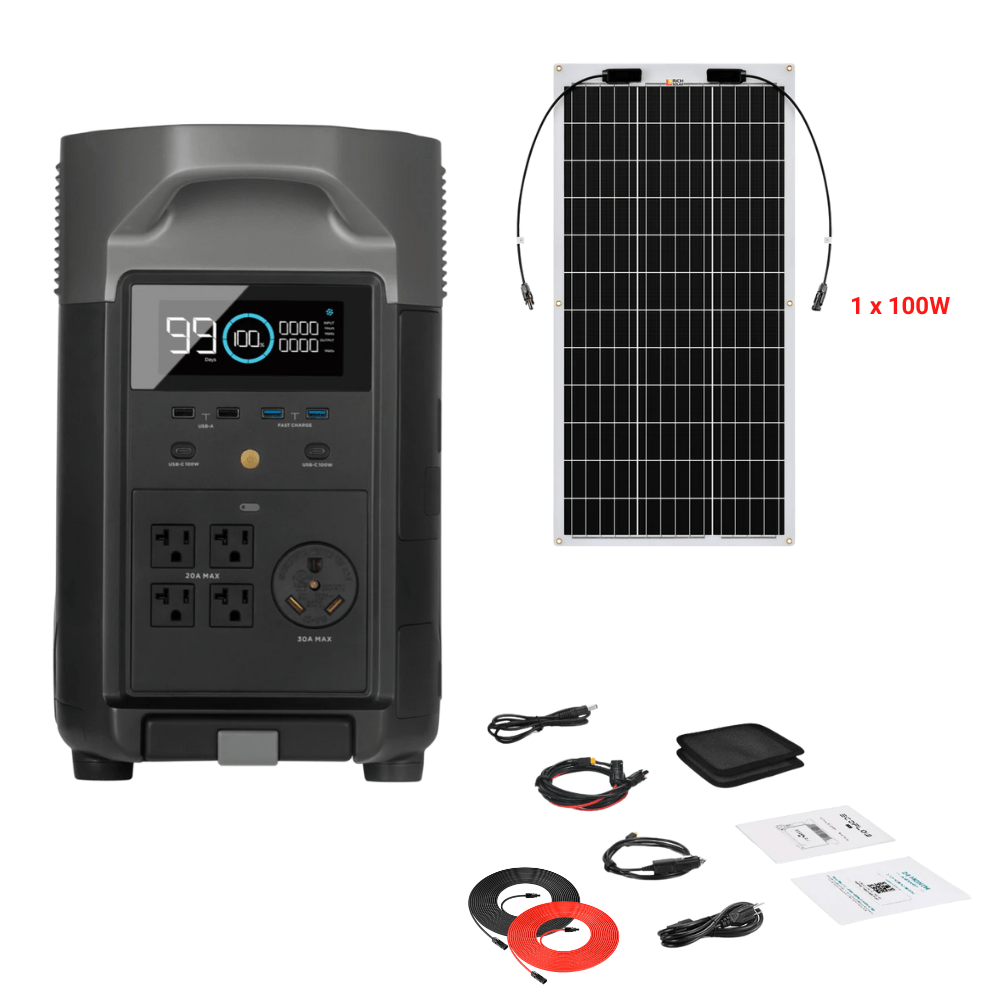 EcoFlow DELTA Pro + Solar Panels Complete Solar Generator Kit - EF-DELTAPro+XT60+RS-F100+RS-50102 - Avanquil