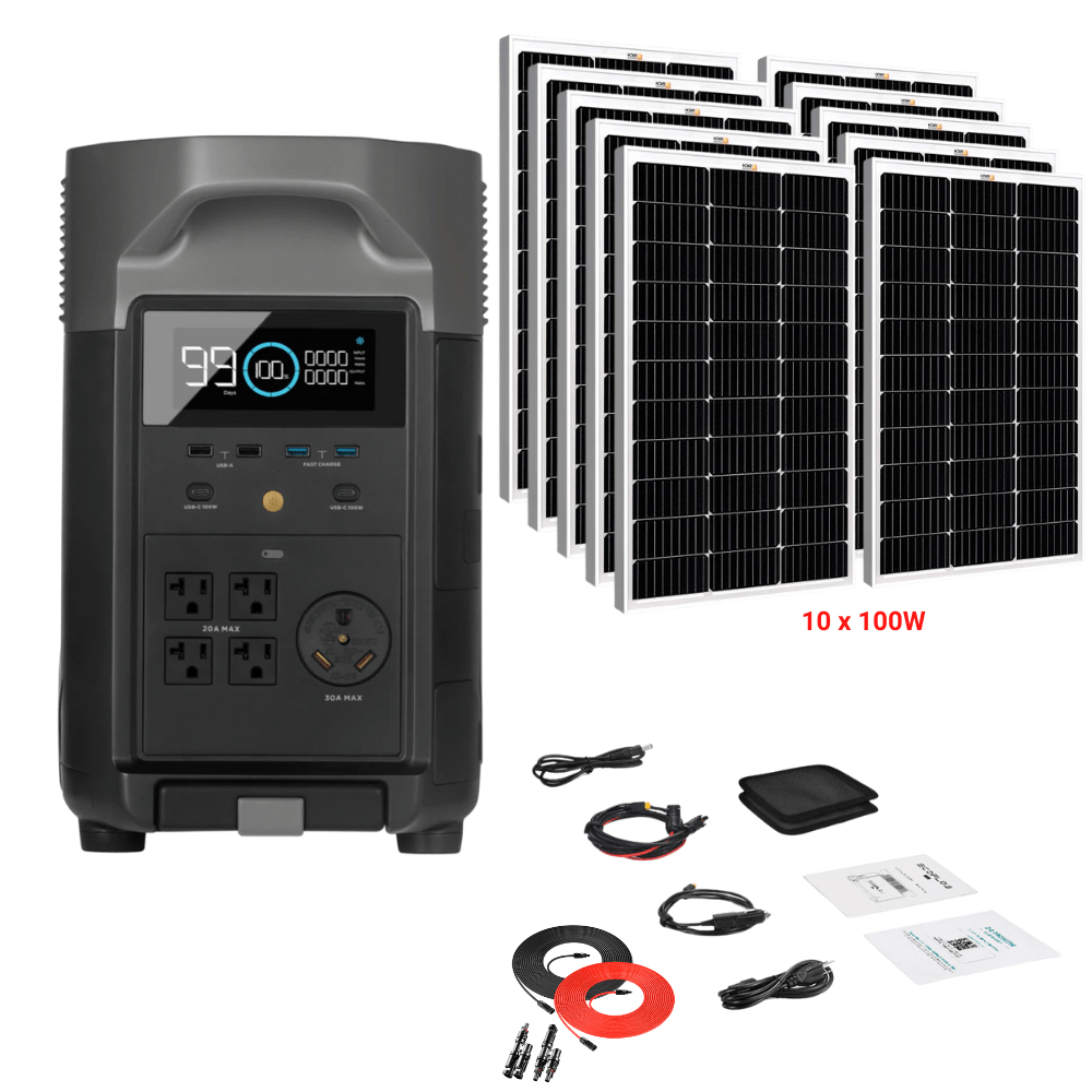 EcoFlow DELTA Pro + Solar Panels Complete Solar Generator Kit - EF-DELTAPro+XT60+RS-M100[10]+RS-50102-T2 - Avanquil
