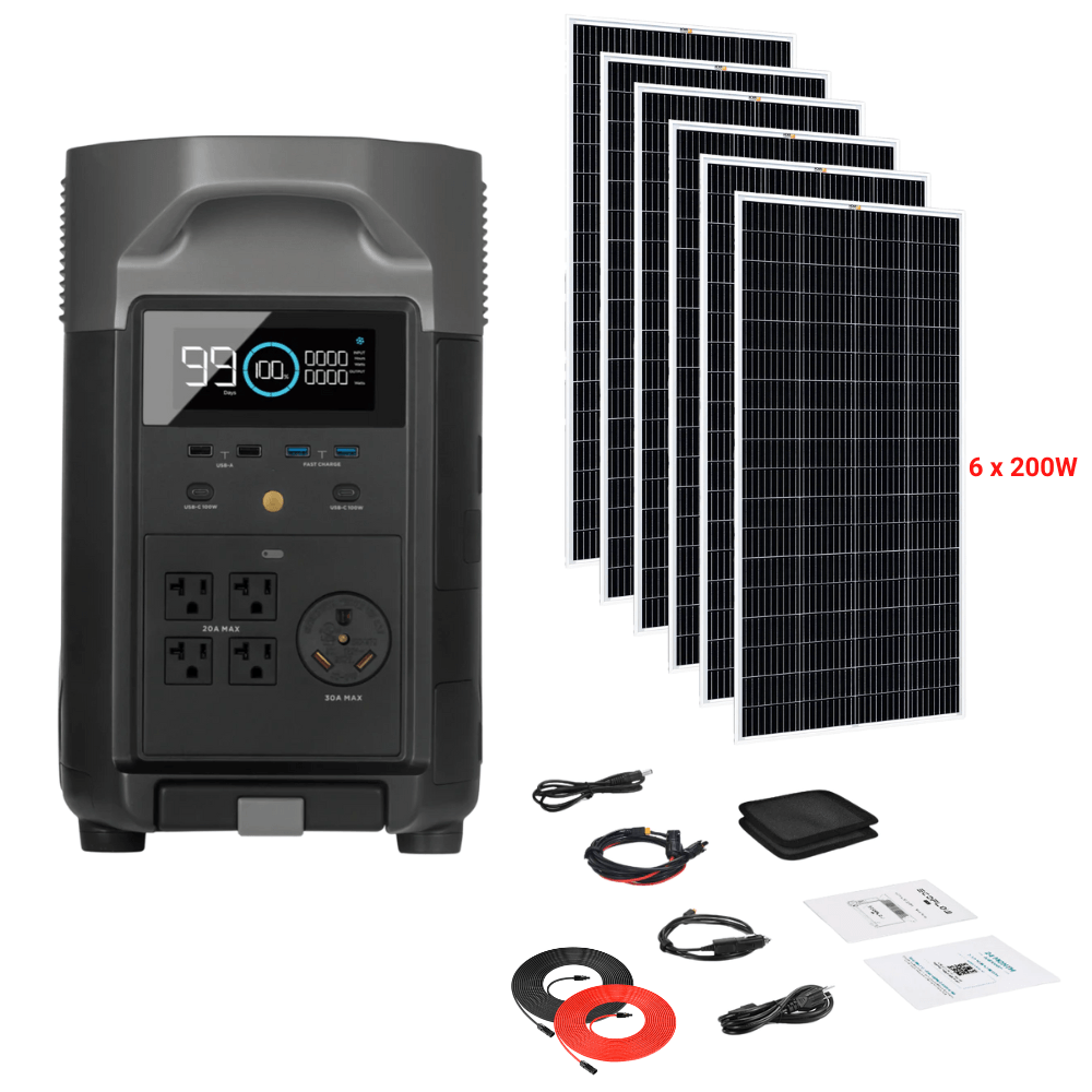EcoFlow DELTA Pro + Solar Panels Complete Solar Generator Kit - EF-DELTAPro+XT60+RS-M200[6]+RS-50102 - Avanquil