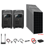 EcoFlow [Dual] DELTA Pro 7,200W 120/240V Output + Solar Panels Complete Solar Generator Kit - EF-Pro[2]+SC[2]+RS-M200[10]+DVH+RS-50102[2] - Avanquil