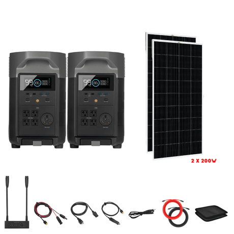 EcoFlow [Dual] DELTA Pro 7,200W 120/240V Output + Solar Panels Complete Solar Generator Kit - EF-Pro[2]+SC[2]+RS-M200[2]+DVH+RS-50102[2] - Avanquil