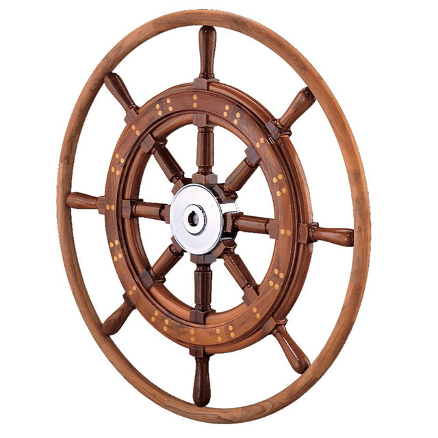 Edson 30" Teak Yacht Wheel w/Teak Rim & Chrome Hub - 603CH-30 - CW66783 - Avanquil