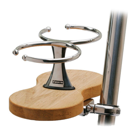 Edson Clamp-On Drink Holder - Double - Teak - 878TK-2-125 - CW66810 - Avanquil