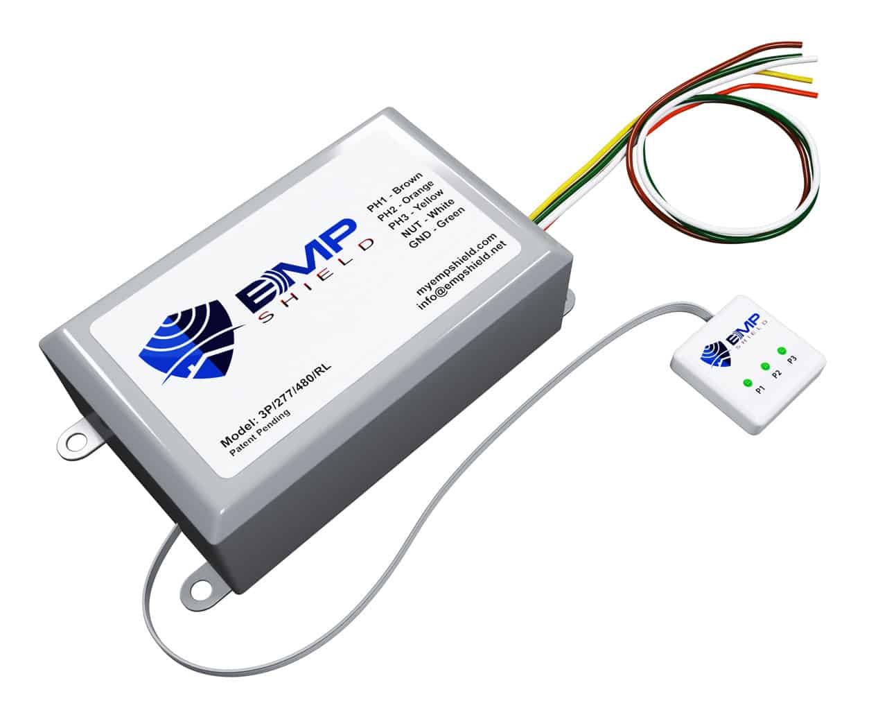 EMP Shield – 3 Phase 277-480 Volt Concealed Model With External LEDs (3P-277-480-RL) - EMP-3PP-3P-277-480-RL - Avanquil