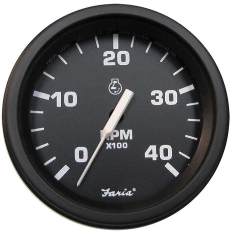 Faria 4" Heavy-Duty Tachometer (4000 RPM) (Diesel) Mag Pick-Up - Black w/Black Bezel - 43000 - CW74624 - Avanquil