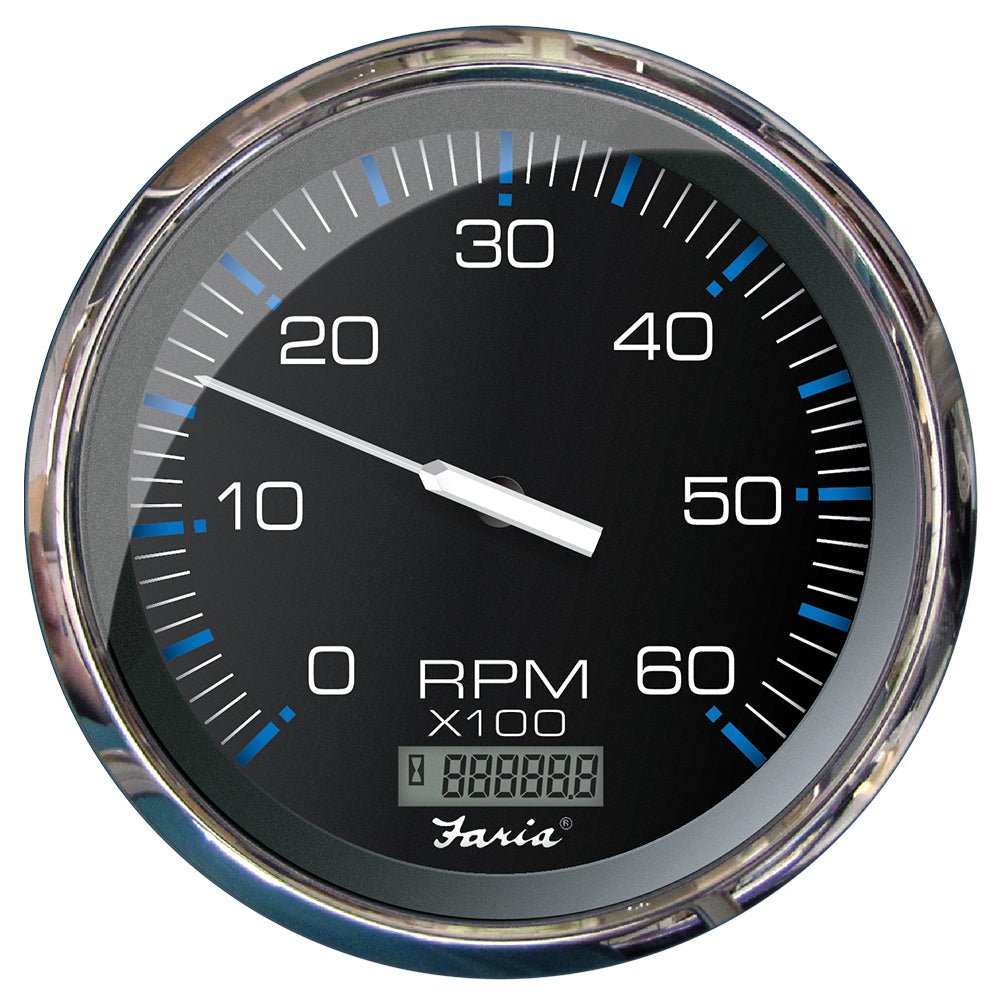 Faria 5" Tachometer w/Digital Hourmeter (6000 RPM) (Gas) (Inboard) Chesapeake Black w/Stainless Steel - 33763 - CW75472 - Avanquil