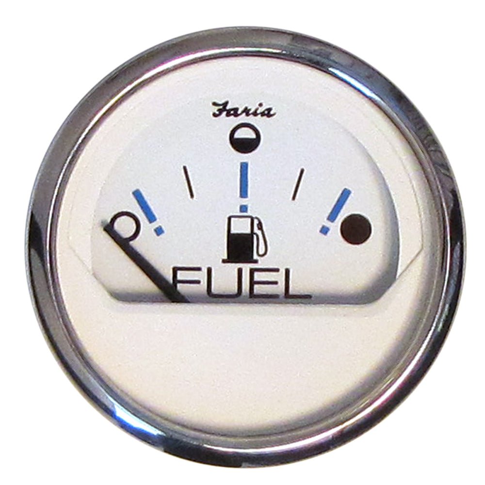 Faria Chesapeake White SS 2" Fuel Level Gauge - Metric (E-1/2-F) - 13818 - CW80116 - Avanquil