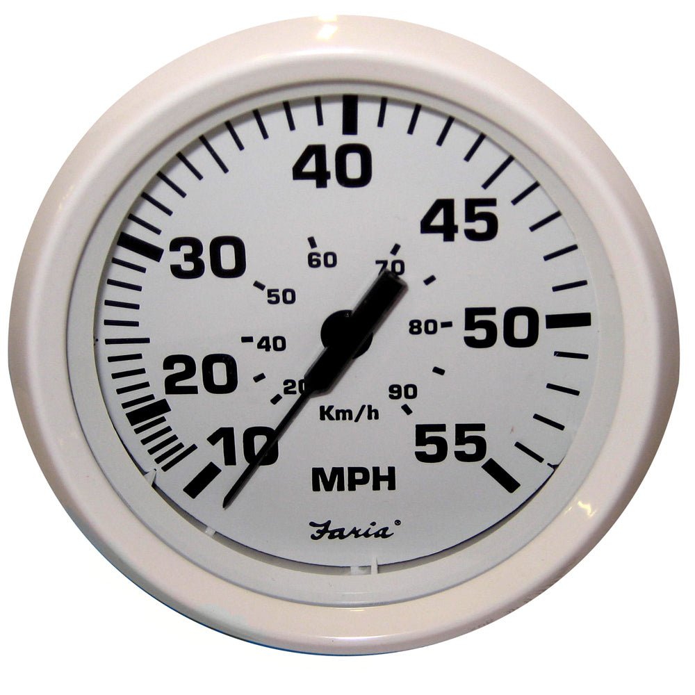 Faria Dress White 4" Speedometer - 55MPH (Mechanical) - 33112 - CW54666 - Avanquil