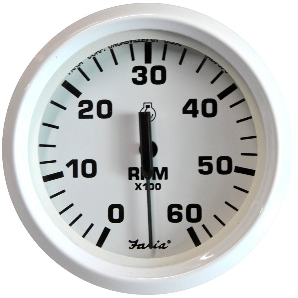 Faria Dress White 4" Tachometer - 6,000 RPM (Gas - Inboard & I/O) - 33103 - CW54659 - Avanquil