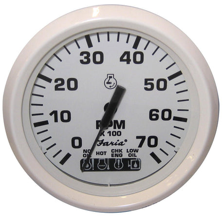 Faria Dress White 4" Tachometer w/Systemcheck Indicator - 7,000 RPM (Gas - Johnson / Evinrude Outboard) - 33150 - CW54665 - Avanquil