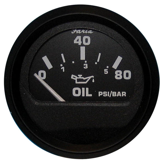 Faria Euro Black 2" Oil Pressure Gauge (80 PSI) - 12803 - CW54691 - Avanquil