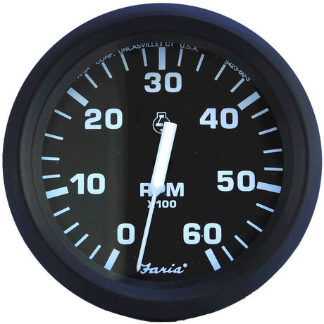 Faria Euro Black 4" Tachometer - 6,000 RPM (Gas - Inboard & I/O) - 32804 - CW54680 - Avanquil