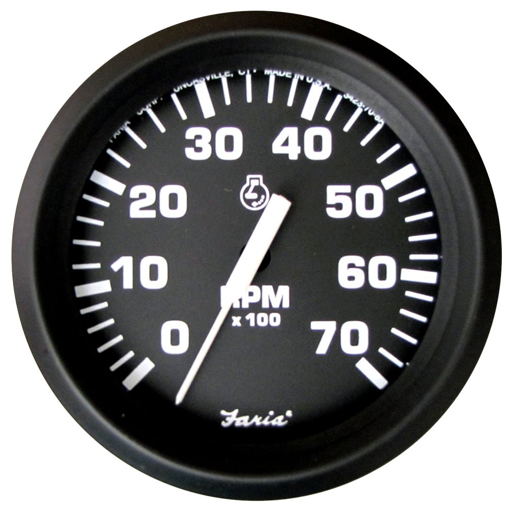 Faria Euro Black 4" Tachometer - 7,000 RPM (Gas - All Outboard) - 32805 - CW54681 - Avanquil