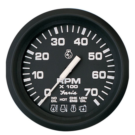 Faria Euro Black 4" Tachometer w/Systemcheck Indicator - 7,000 RPM (Gas - Johnson / Evinrude Outboard) - 32850 - CW54686 - Avanquil