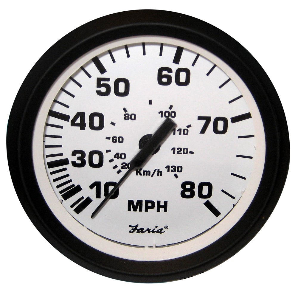 Faria Euro White 4" Speedometer - 80MPH (Pitot) - 32910 - CW54708 - Avanquil