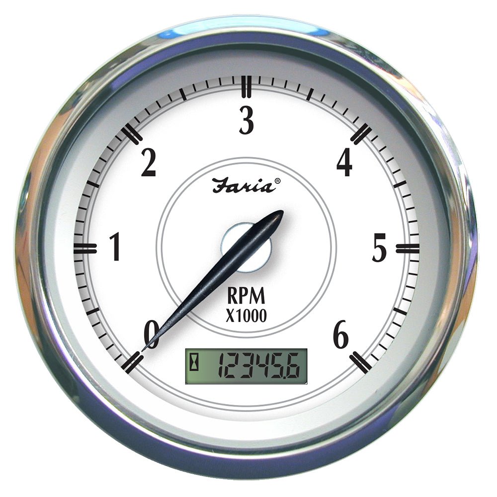 Faria Newport SS 4" Tachometer w/Hourmeter f/Gas Inboard - 6000 RPM - 45004 - CW87954 - Avanquil