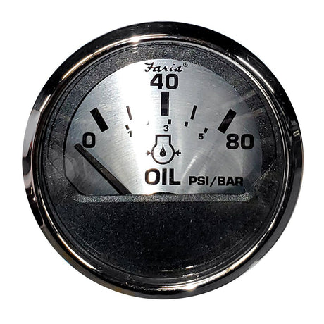 Faria Spun Silver 2" Oil Pressure Gauge - 16002 - CW76393 - Avanquil