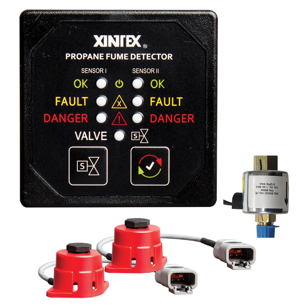 Fireboy-Xintex Propane Fume Detector, 2 Channel, 2 Sensors, Solenoid Valve & Control & 20' Cable - 24V DC - P-2BS-24-R - CW97868 - Avanquil