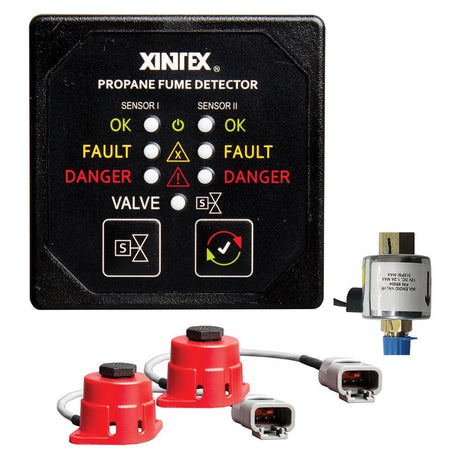 Fireboy-Xintex Propane Fume Detector, 2 Channel, 2 Sensors, Solenoid Valve & Control & 20' Cable - 24V DC - P-2BS-24-R - CW97868 - Avanquil