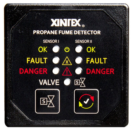Fireboy-Xintex Propane Fume Detector & Alarm w/2 Plastic Sensors & Solenoid Valve - Square Black Bezel Display - P-2BS-R - CW63845 - Avanquil