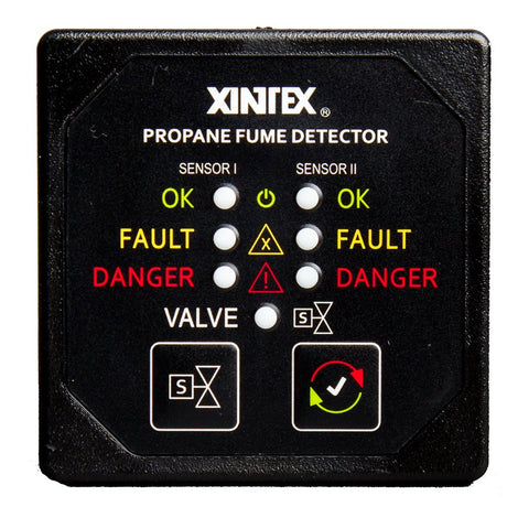 Fireboy-Xintex Propane Fume Detector w/2 Plastic Sensors - No Solenoid Valve - Square Black Bezel Display - P-2BNV-R - CW63847 - Avanquil