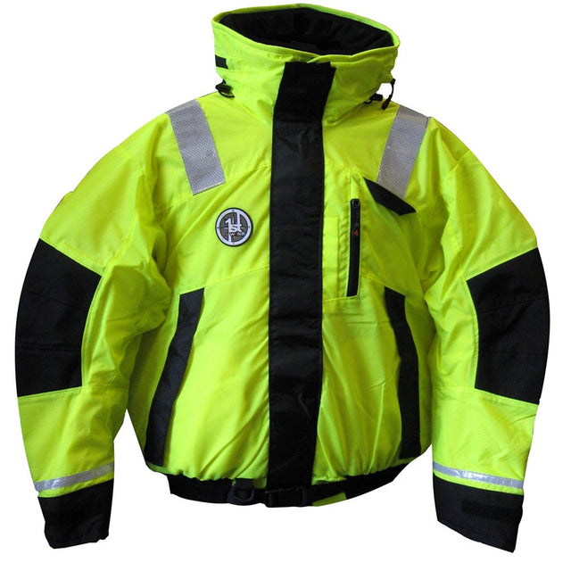 First Watch AB-1100 Flotation Bomber Jacket - Hi-Vis Yellow/Black - Large - AB-1100-HV-L - CW46484 - Avanquil