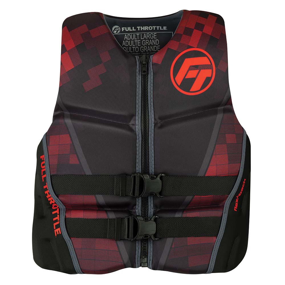 Full Throttle Men's Rapid-Dry Flex-Back Life Jacket - 2XL - Black/Red - 142500-100-060-22 - CW91384 - Avanquil