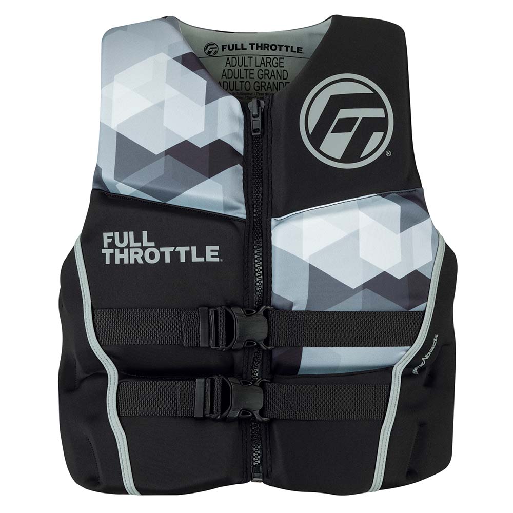 Full Throttle Men's Rapid-Dry Flex-Back Life Jacket - M - Black/Grey - 142500-701-030-22 - CW91376 - Avanquil