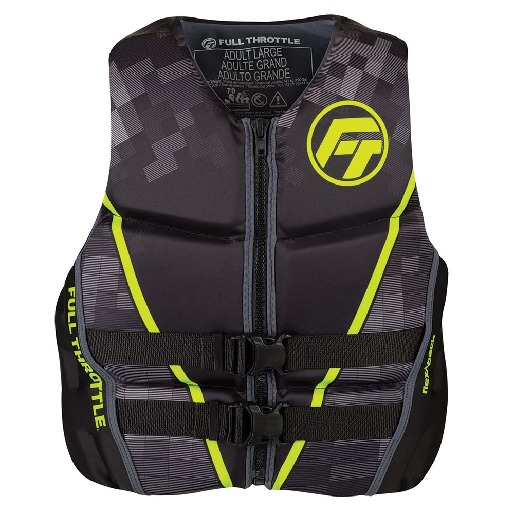 Full Throttle Men's Rapid-Dry Flex-Back Life Jacket - XL - Black/Green - 142500-400-050-22 - CW91388 - Avanquil