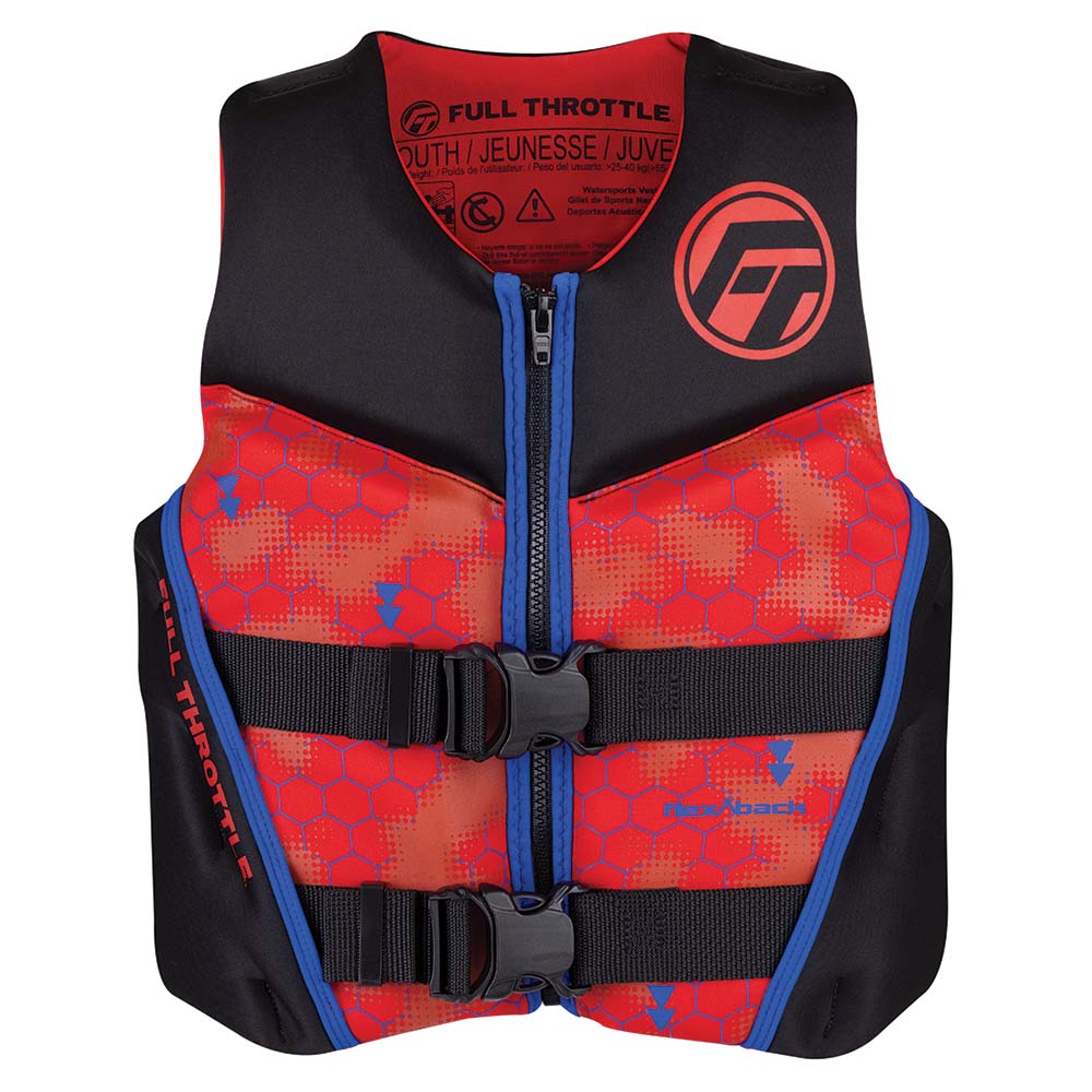 Full Throttle Youth Rapid-Dry Flex-Back Life Jacket - Red/Black - 142500-100-002-22 - CW91369 - Avanquil